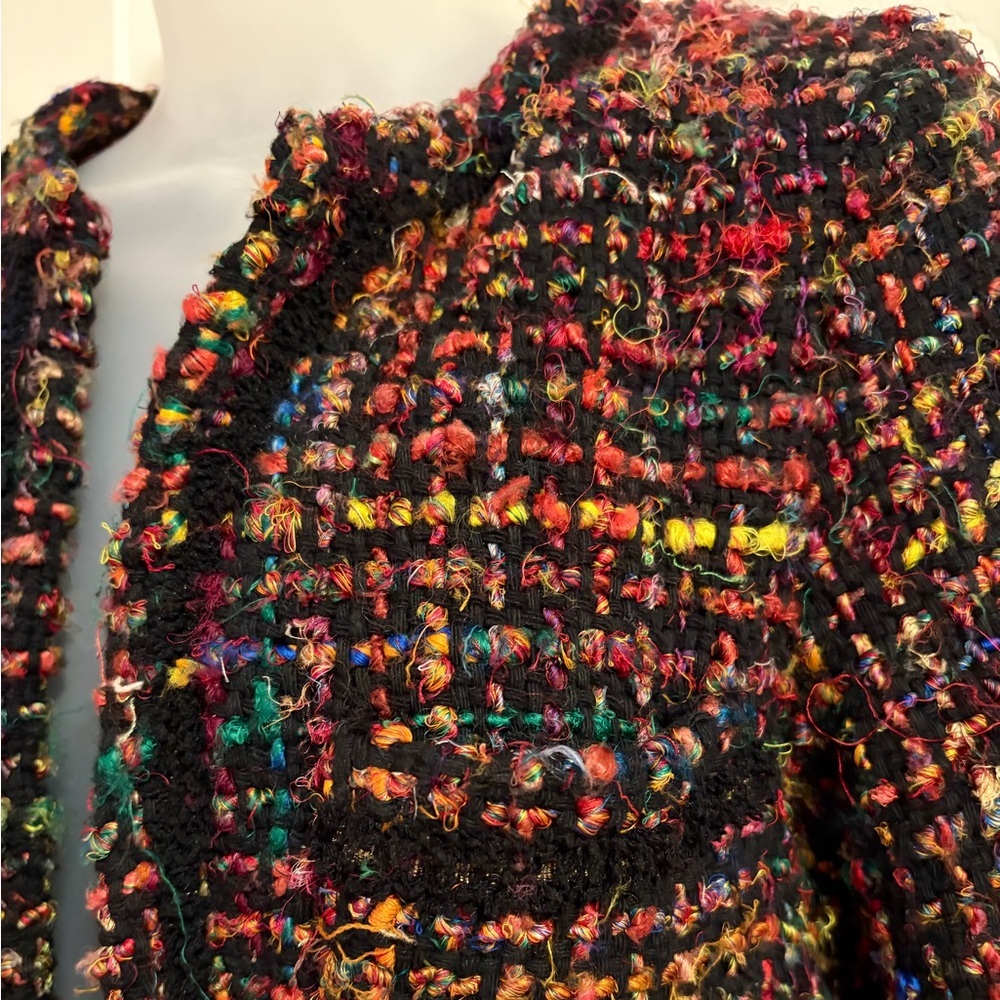 Anthropologie Ett:Twa Tweed Berwyn Rainbow Coat Handmade Frayed Jacket size XS - Picture 6 of 14